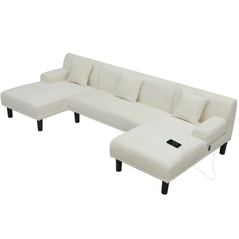 Moasis Sectional Couches U Shaped Sofa Chenille Modern Modular Couch - 45.6W x 106.3L x 26.7H