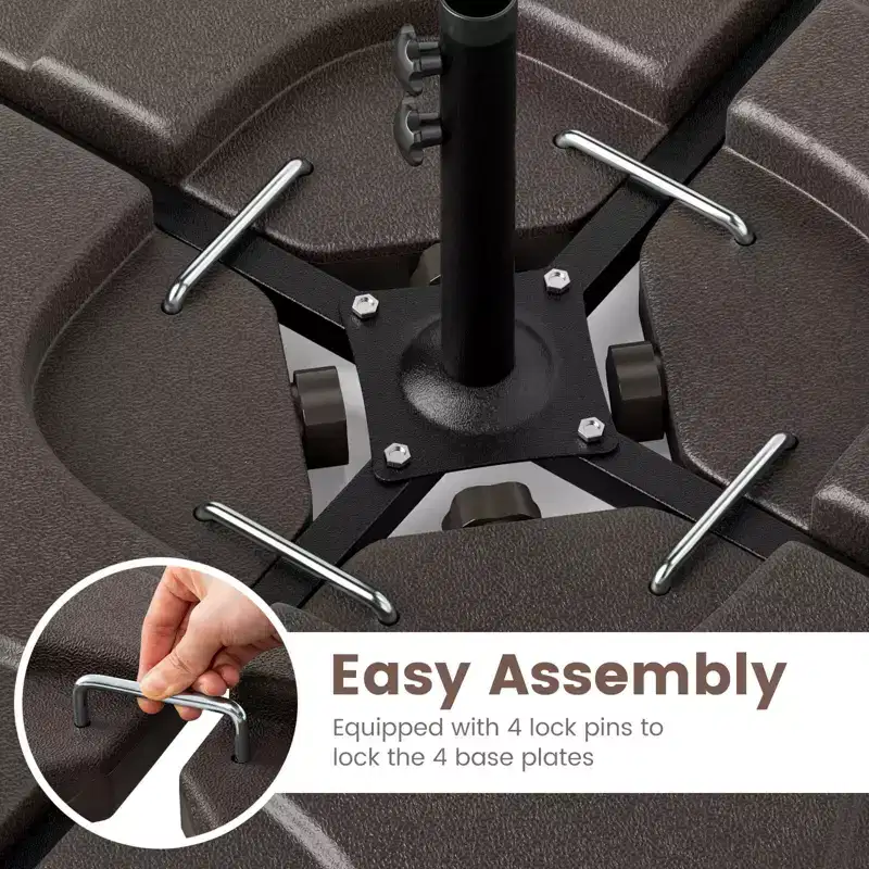 Costway 20 Patio Offset Umbrella Base Stand Water Filled Base Weights Sand Plate Set Brown/Black