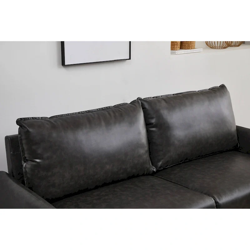 Faux leather 70 Square Arm Sofa