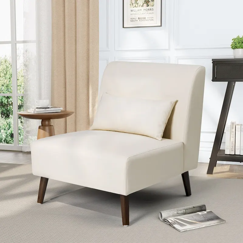 Accent Chair Upholstered Sofa Chair PU Faux Leather Wood Frame with Pillow - 28.74 W x 30.71 D x 31.50 H