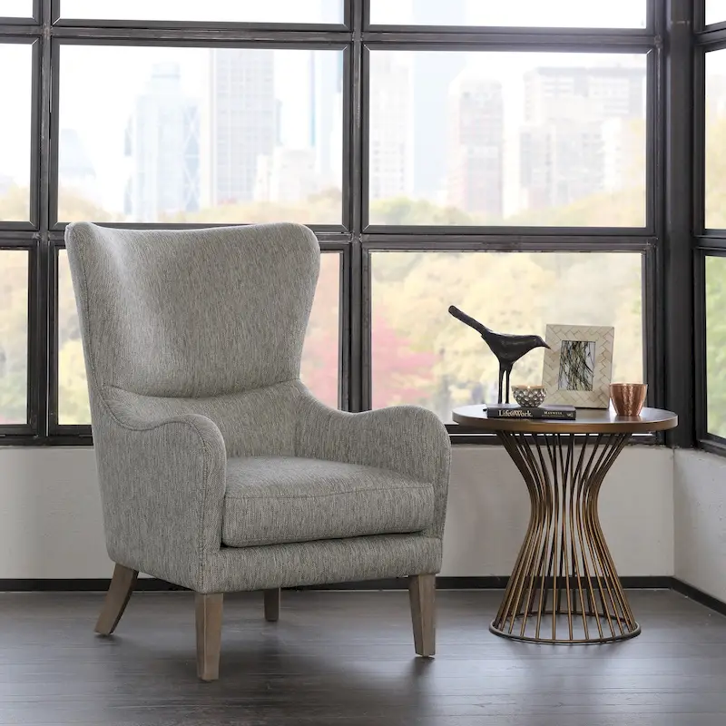 Grey Fabric Swoop Wing Chair, 1-Seat