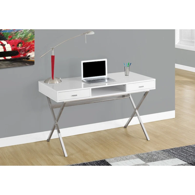 Monarch Specialties 48  Desk with Drawers and Open Shelf