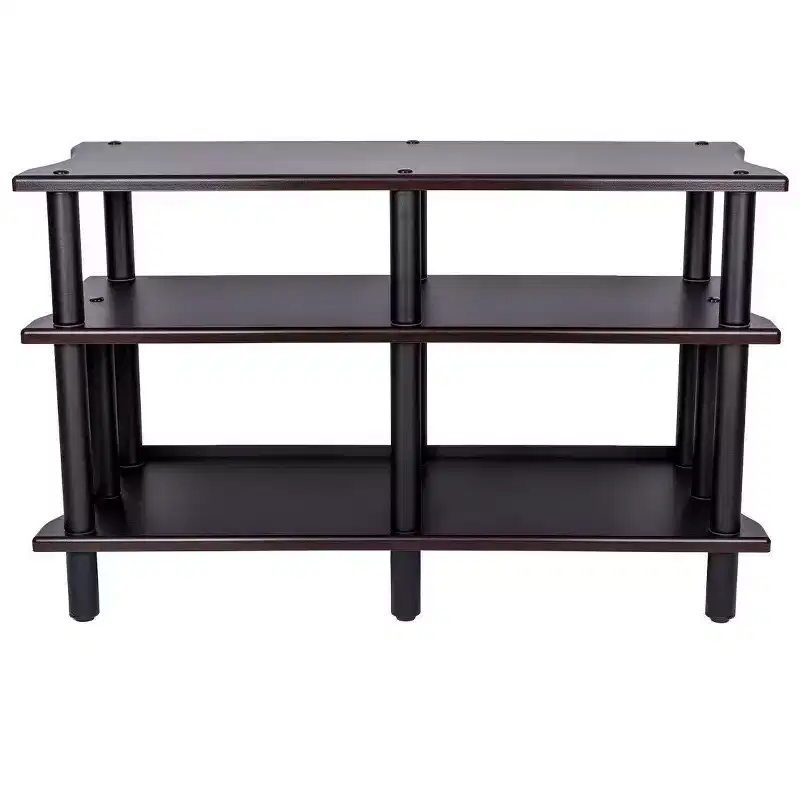 Monolith Double-Wide 3-Tier AV Stand Espresso 300LBS Weight Capacity Per Shelf Organize and Display AV Components Home Theater or Entertainment System