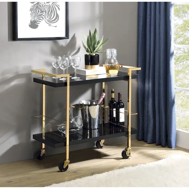 White and Gold 2-Tier Serving Cart