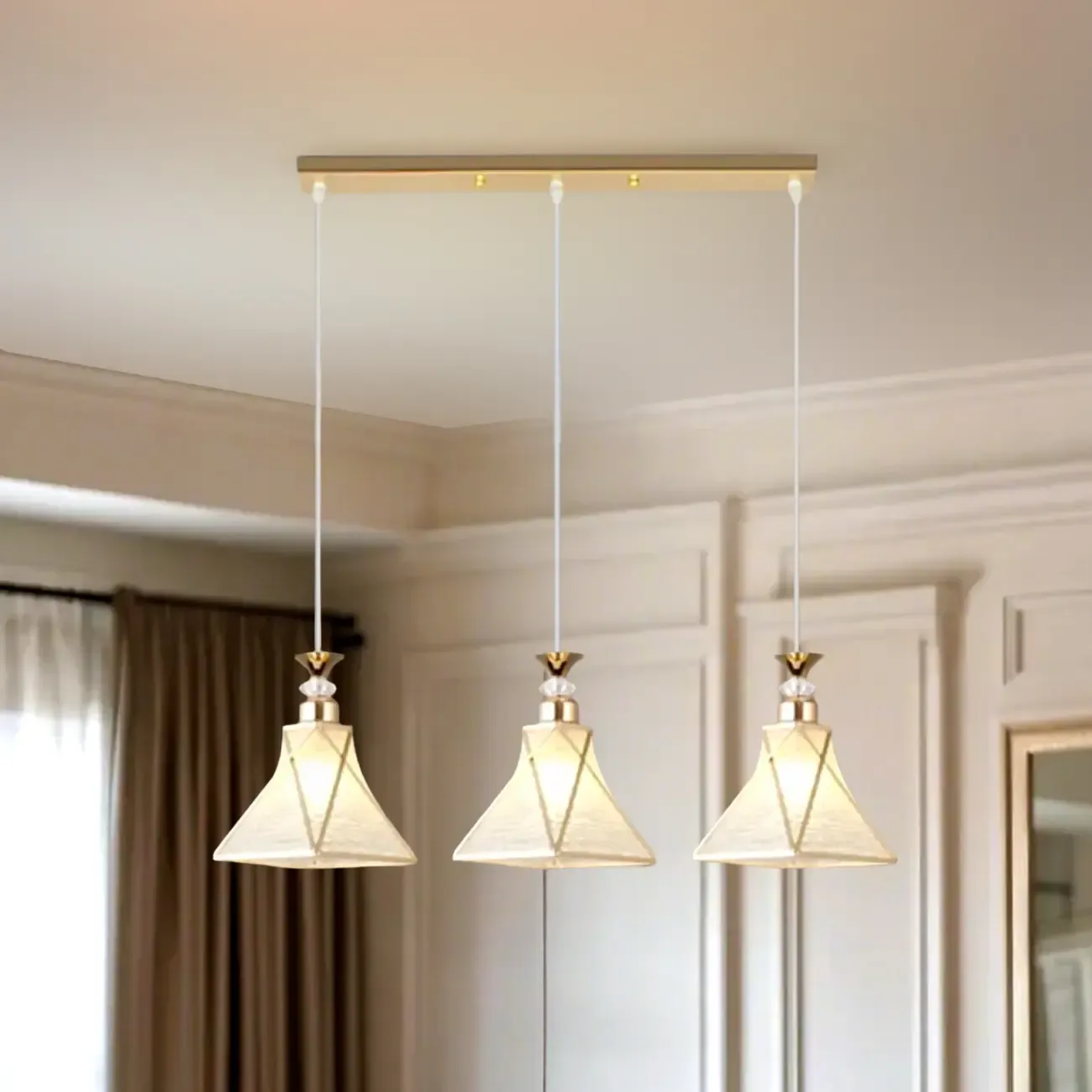 3 Lights Tapered Shape Plastic Modern Adjustable Height Light