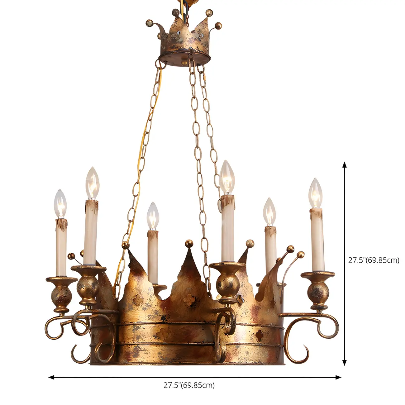 Gold Crown Iron Structure Royal Style Chandelier