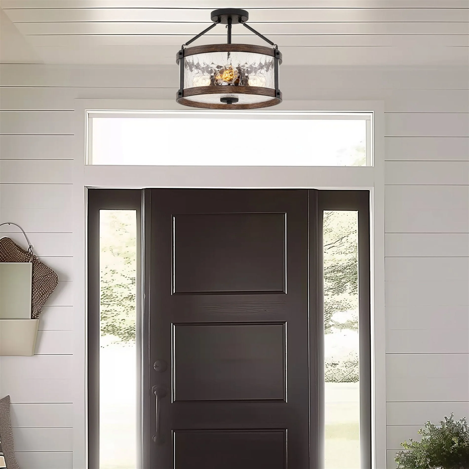 Hadley 14 3-Light Modern Farmhouse Semi-Flush Mount Ceiling Light