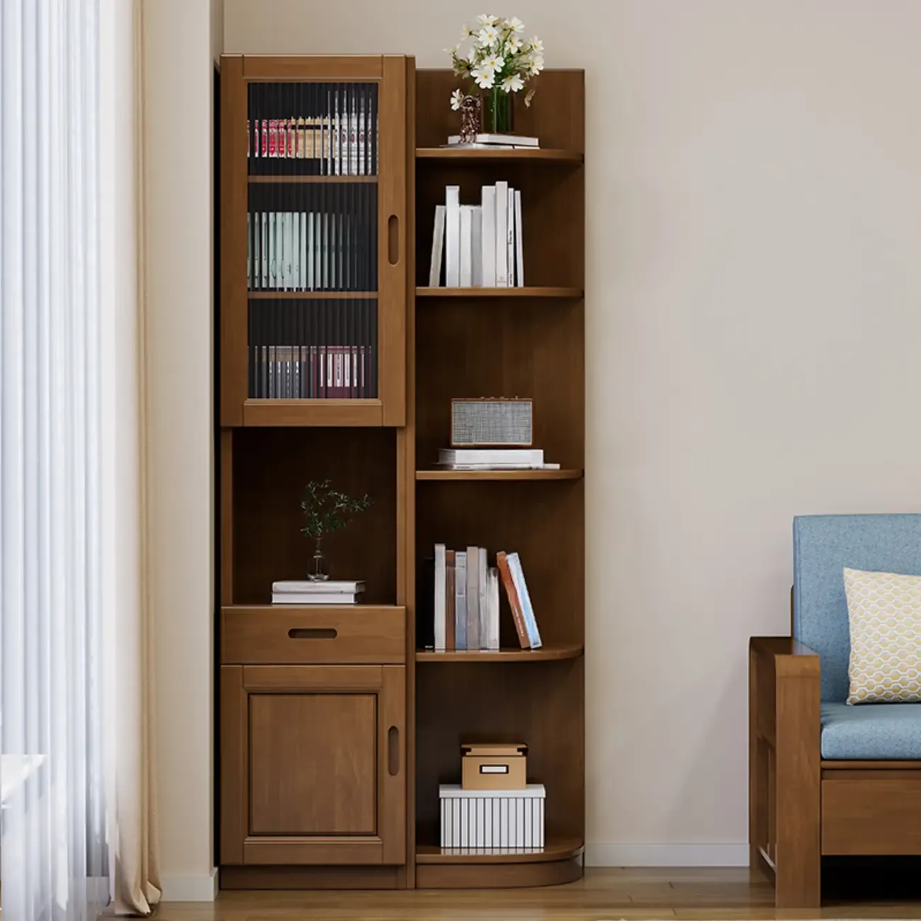 Modern Brown Wooden Utility Cabinet for Living Room