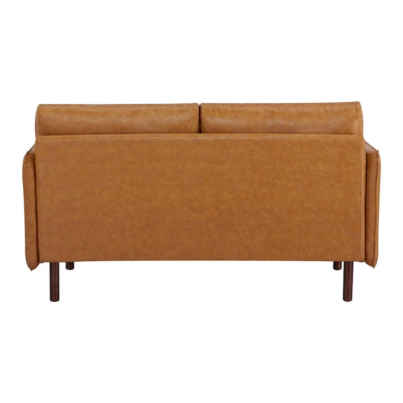 Yucca Modern Loveseat Sofa, Polyester / Vegan Leather Settee Couch - Includes 2 Pillows