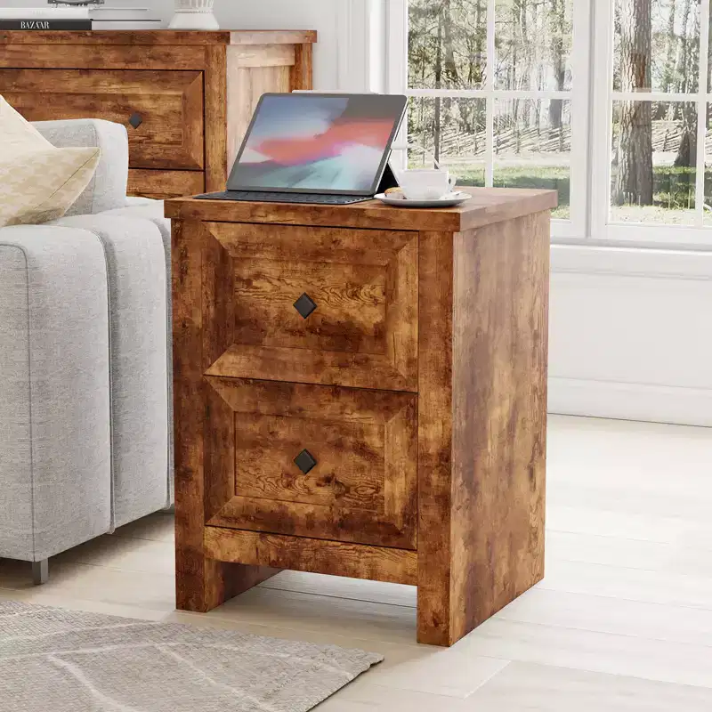 AMERLIFE Nightstand Set of 2 with Charging Station