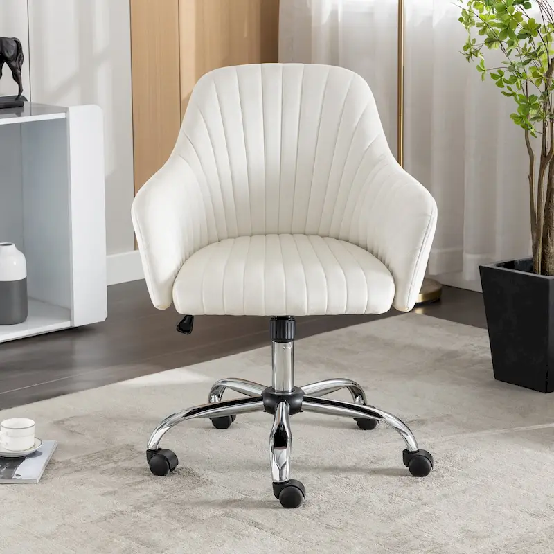 Modern Velvet Office Leisure Chair with Adjustable Height and Casters