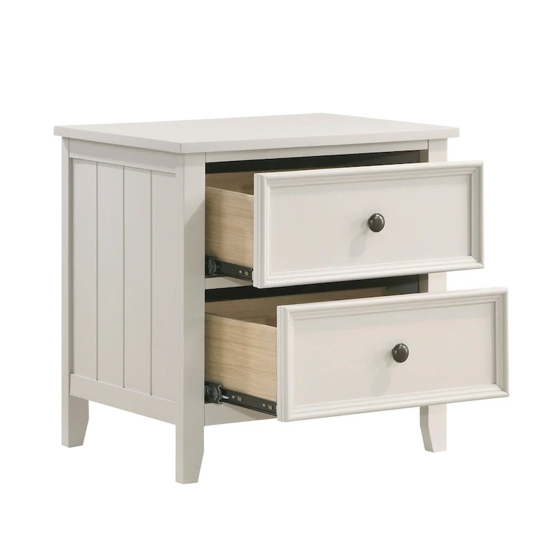 Classic White Finish 3pc Bedroom Set Bed and Two Nightstands