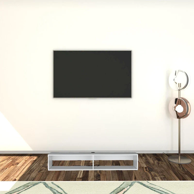 Modern TV Console Wall Mounted 59 Floating Media Stand with Shelves and Cable Management - 10.4H x 59.1W x 12.6D