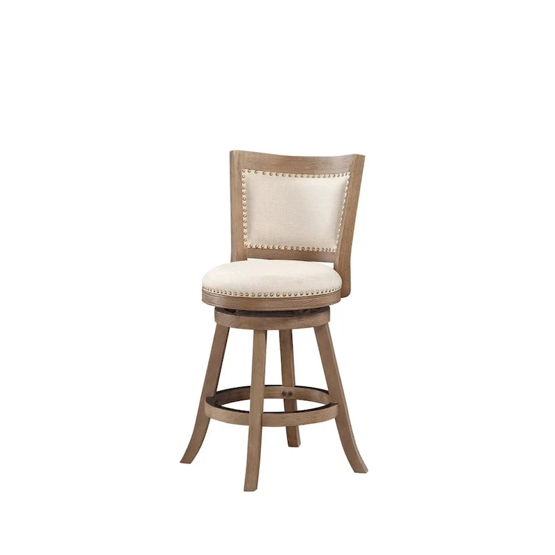 Melrose High Back Swivel Wood Counter Stool