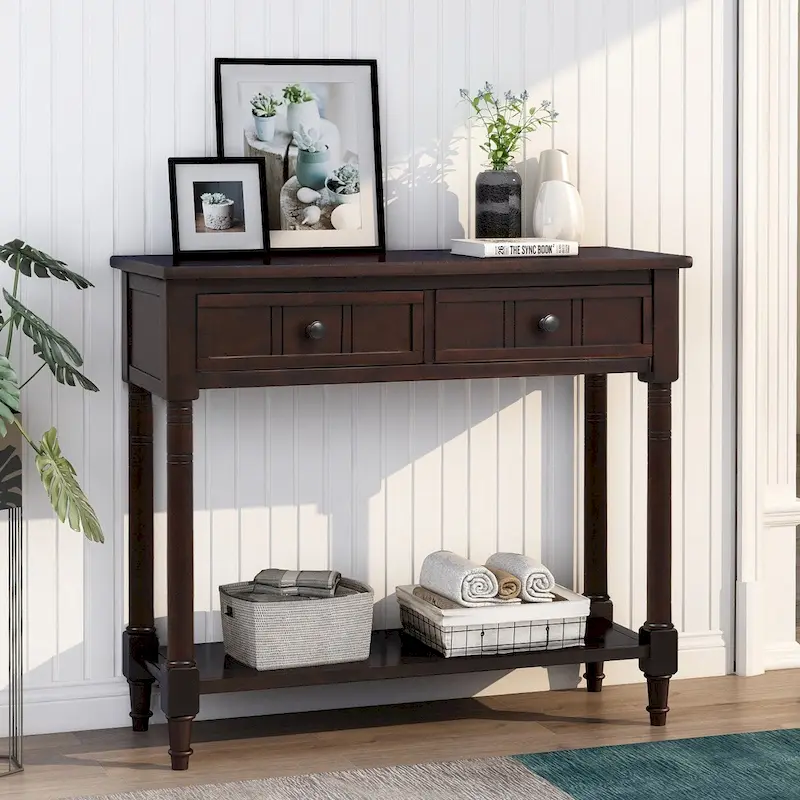 Daisy Series Console Table with 2 Drawers and Bottom Shelf