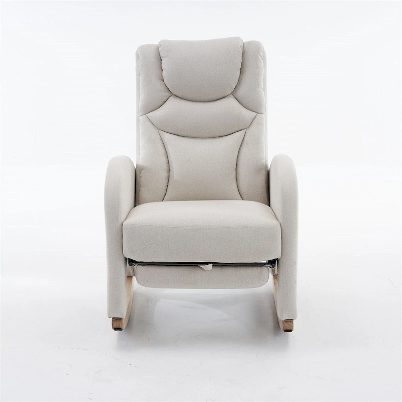 Ergonomic Fabric Nursery Rocking Chair With Adjustable Footrest