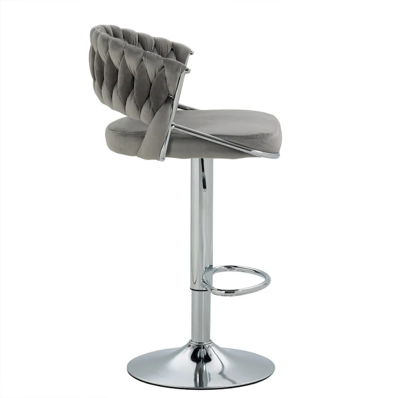 Set of 4 Bar Stool Adjustable Height with Swivel Seat