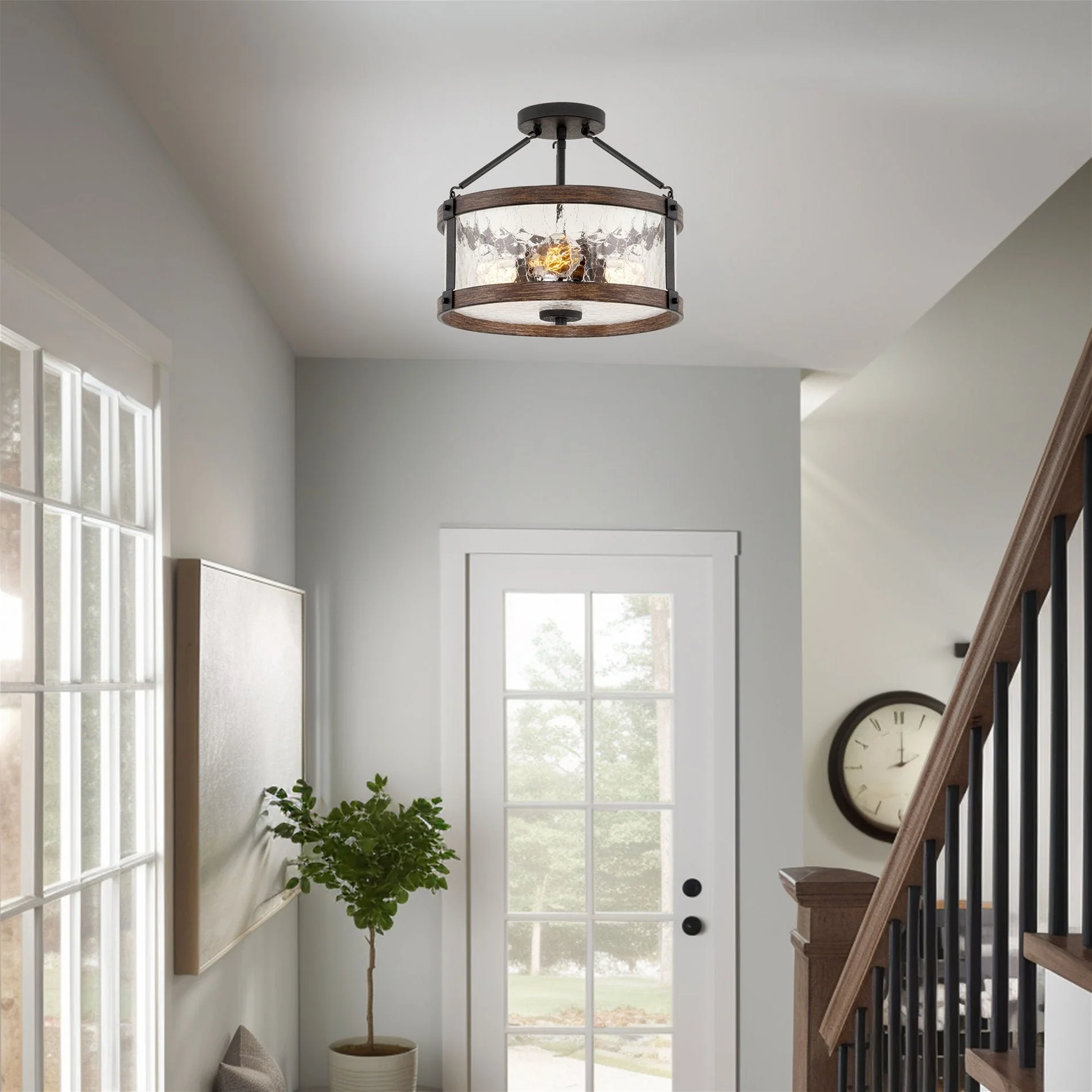 Hadley 14 3-Light Modern Farmhouse Semi-Flush Mount Ceiling Light