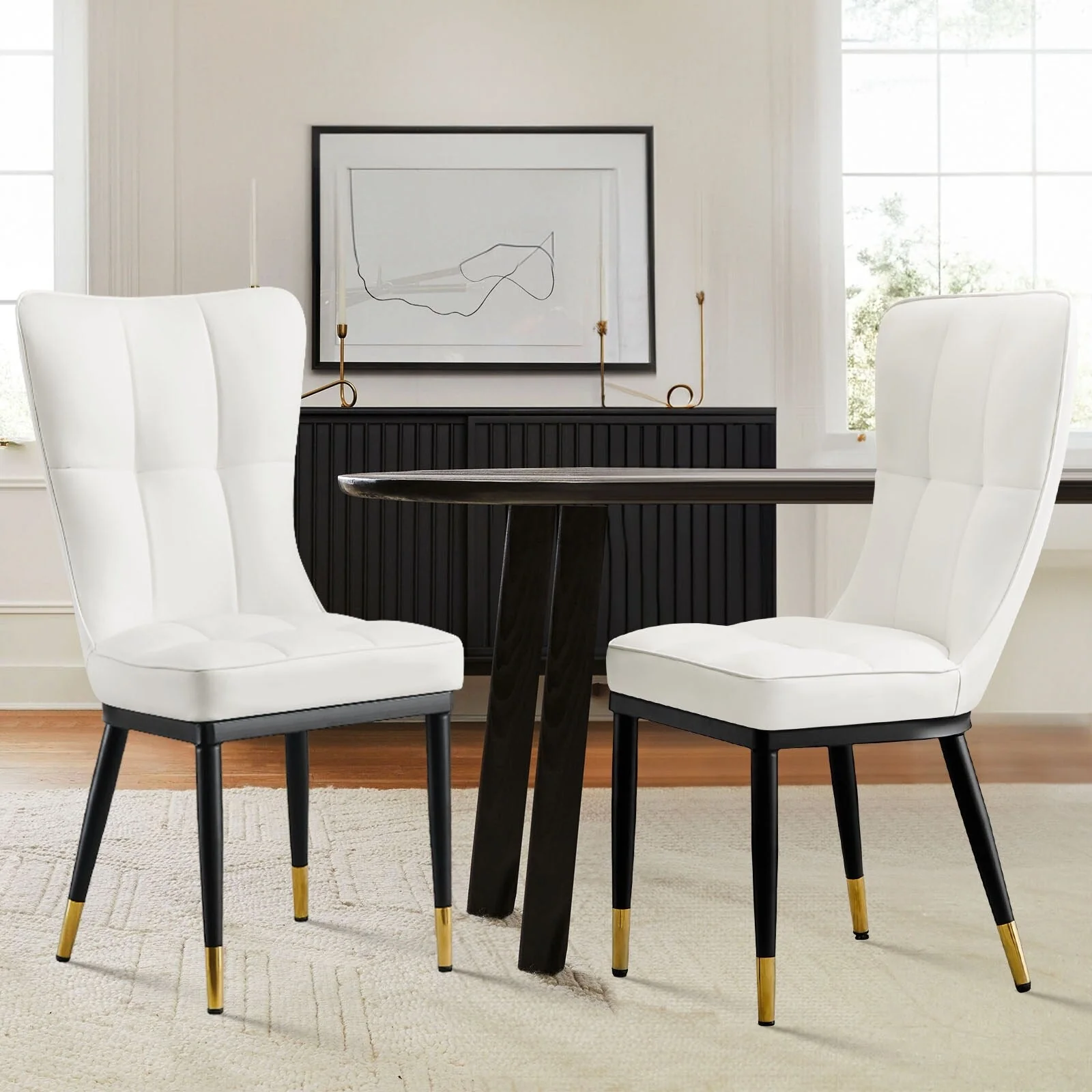 Faux Leather Upholstered Dining Chairs Set of 2/4