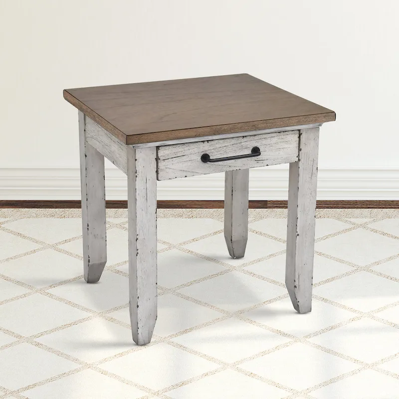 Two-Tone Finish 1-Drawer Wooden End Table