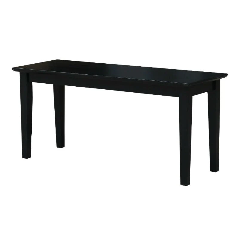 Black Shaker Style Solid Wood Bench, 1-Person, 40 x 14 x 18H in