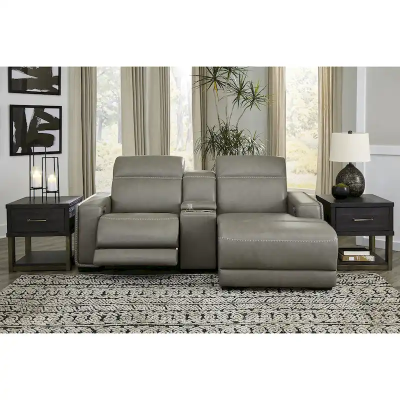 Signature Design by Ashley Correze Gray 3-Piece Power Reclining Sectional with Chaise - 88W x 65D x 33H