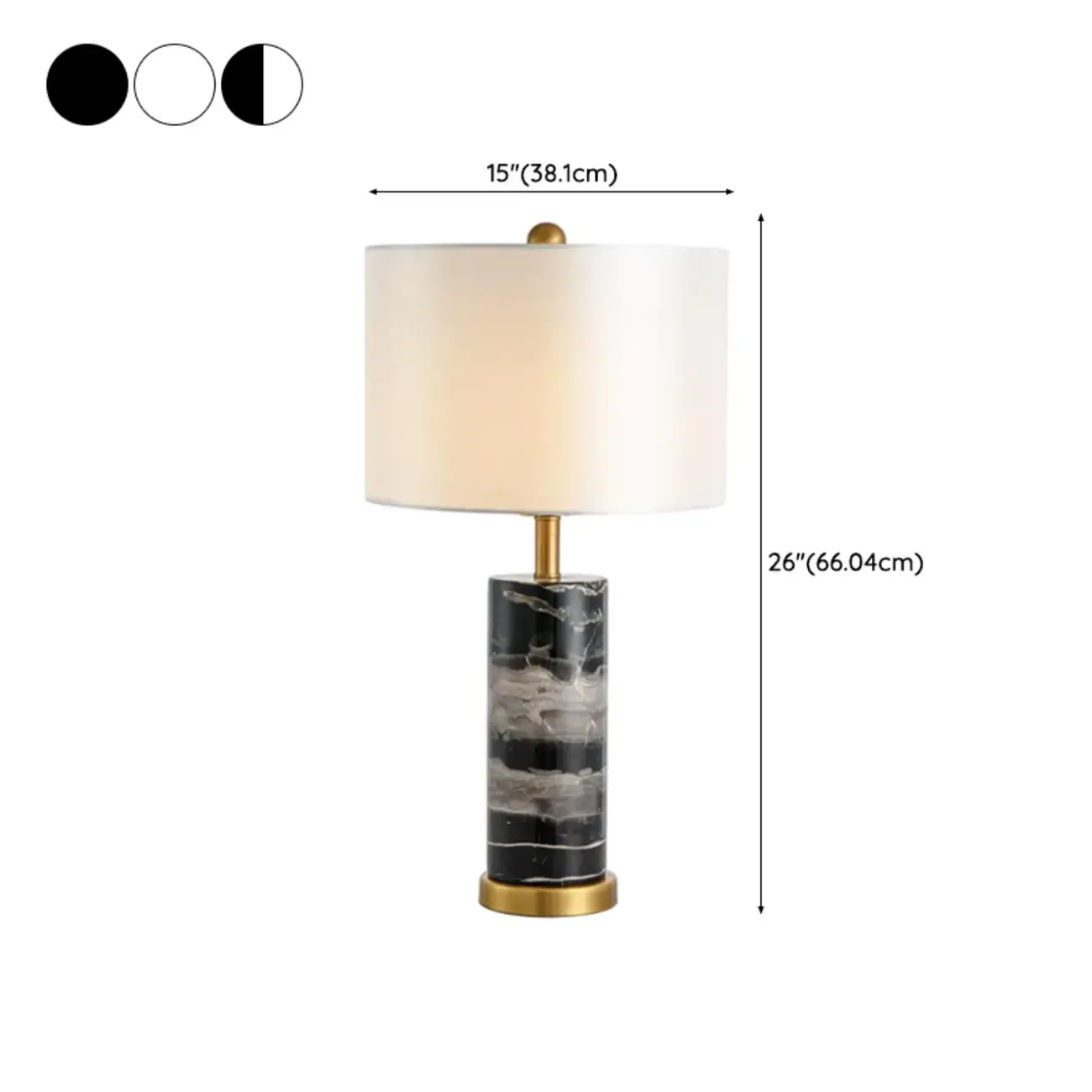 Modern Stone Table Lamp with Fabric Shade, LED Compatible