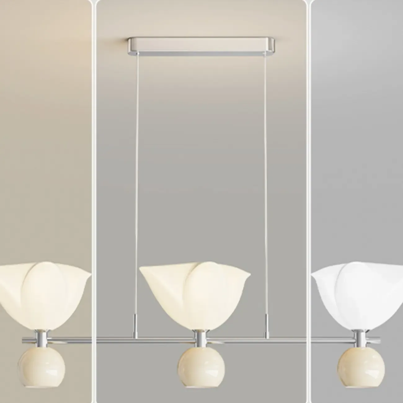 3-Light Modern Chrome Plastic Island Pendant Light