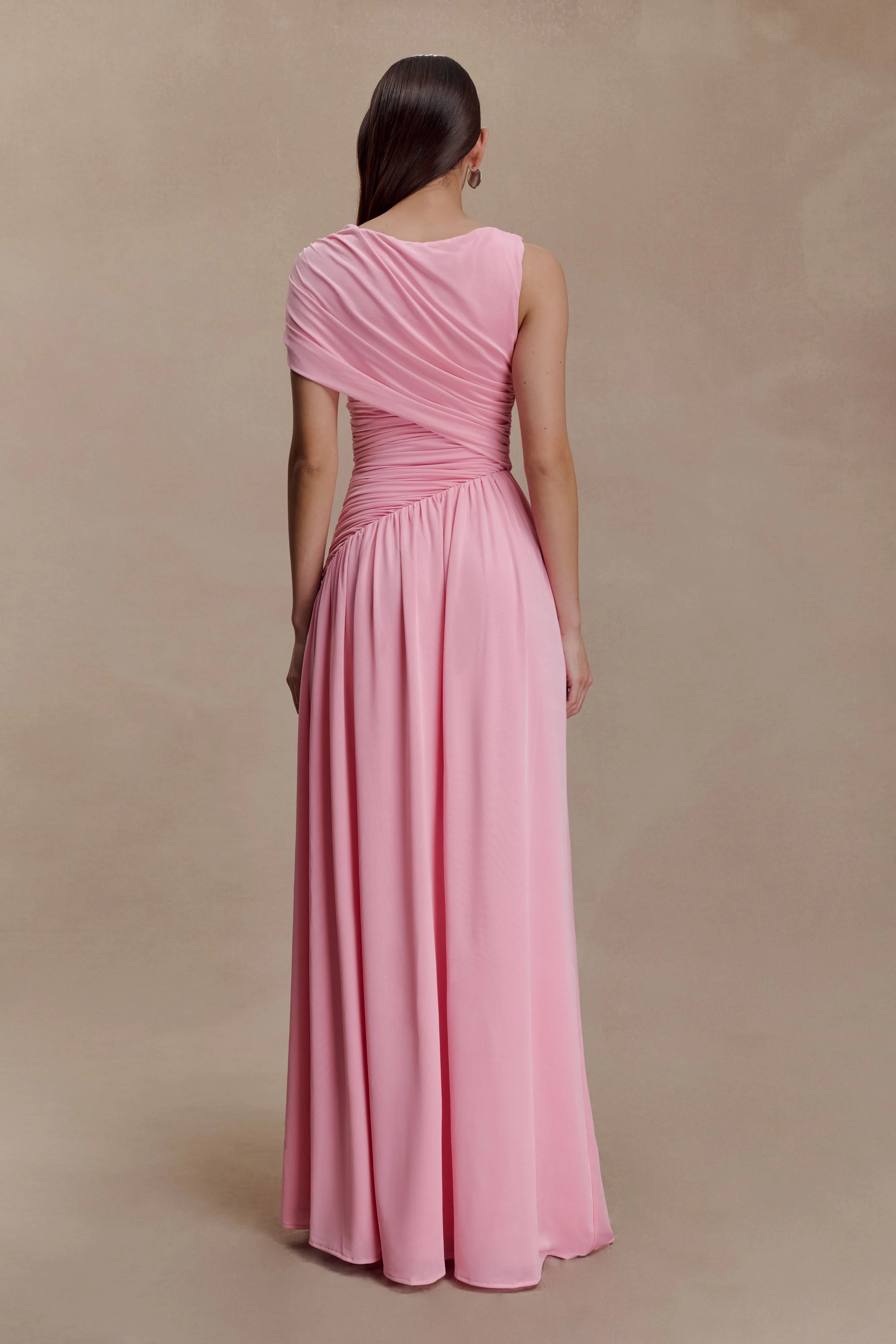 Ayeshya Slinky Asymmetric Maxi Dress - Candy Pink