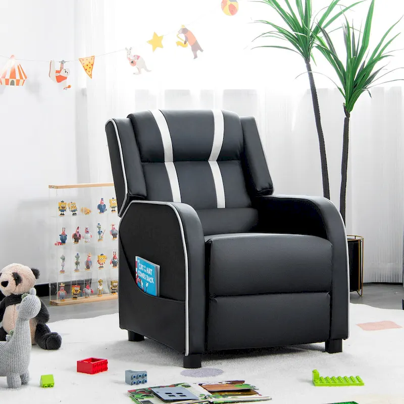 Gymax Kids Recliner Chair Ergonomic Leather Sofa Armchair w/Footrest