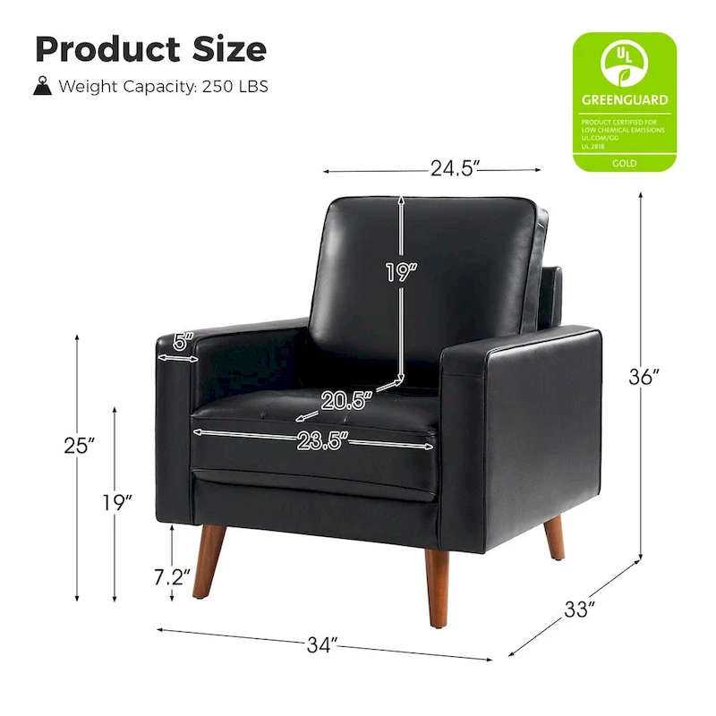 Elizabeth Mid-century Genuine Leather Arm Chair Set of 2 by HULALA HOME