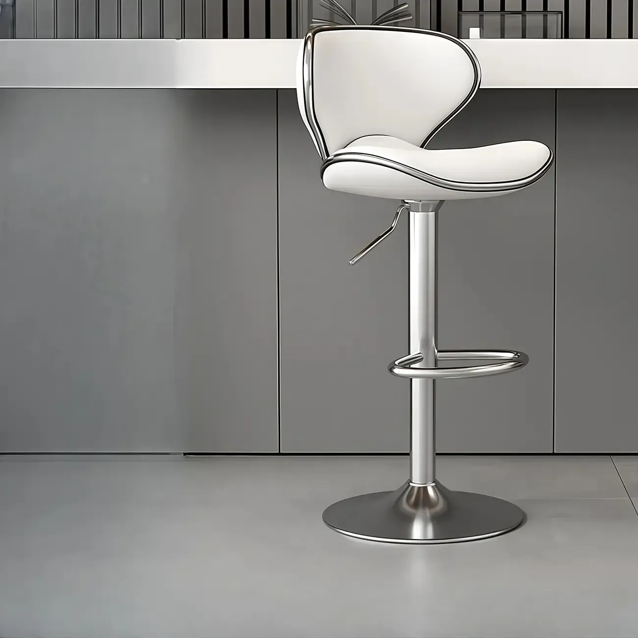 Leather Cushioned Saddle Swivel Adjustable Bar Stool