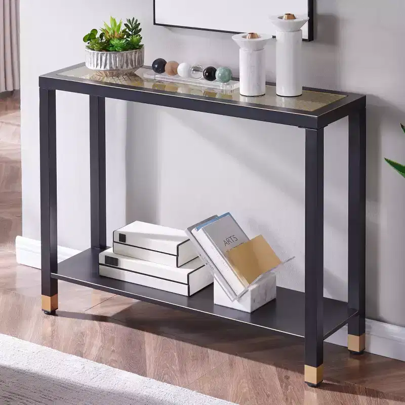 Probe Hues 41Console Table with Narrow Shelf Storage for Small Spaces