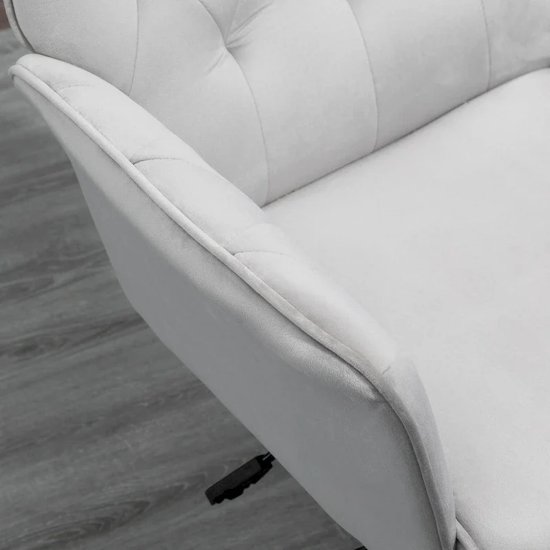 Blue Velvet Mid-Back Office Chair with Arms, Swivel & Adjustable Height