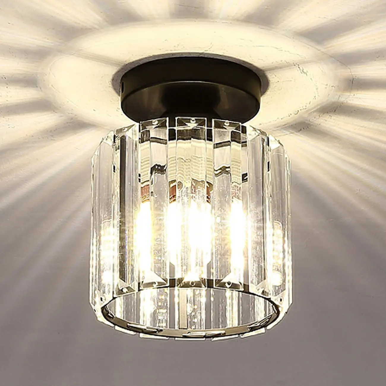 Modern 6 Crystal Semi Flush Ceiling Light for Living Room