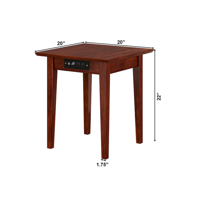 AFI Shaker End Table with Charger in Walnut