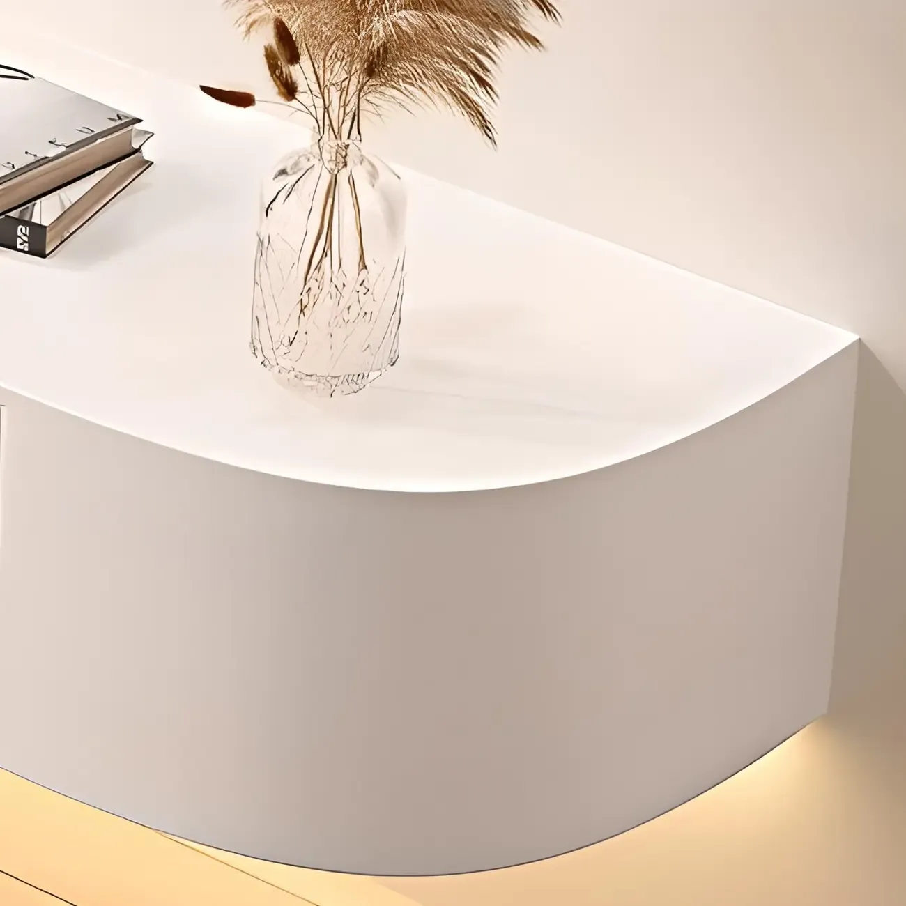 Glam Wooden Floating TV Stand in White with Drawers & Shelves