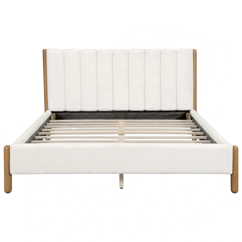 Luxurious Upholstered Bed Frame with Sturdy Wooden Legs