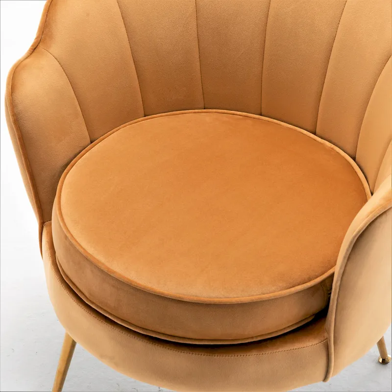 Cavett 28.3 Wide Velvet Barrel Chair with Gold Metal Legs