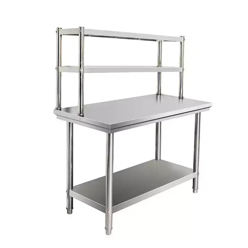 60 * 24 Stainless Steel Kitchen Worktable with 3-Tier Shelf  Heavy-Duty Prep Station for Microwave, Cookware & Kitchen Supplies Storage
