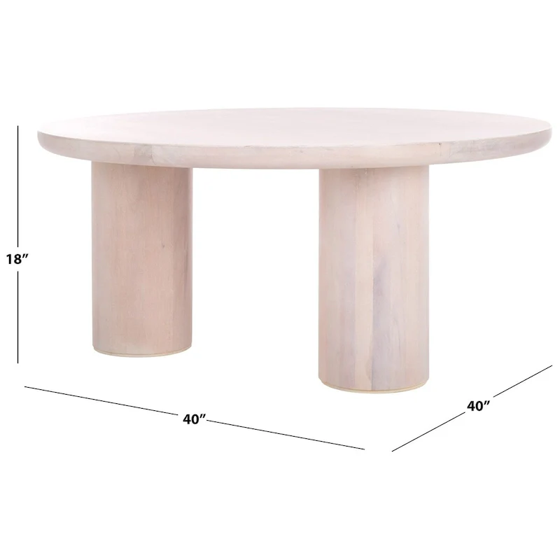 Round Coffee Table – 3-Leg Tripod | White Washed, Black, Brown, Bordeaux