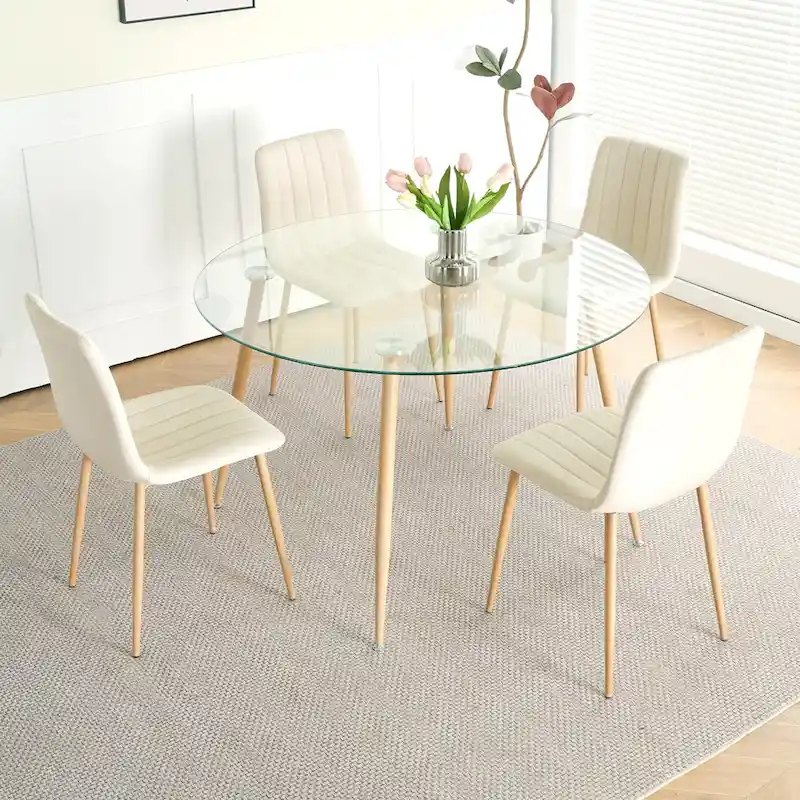 Modern simple glass table, high-quality tempered glass metal material