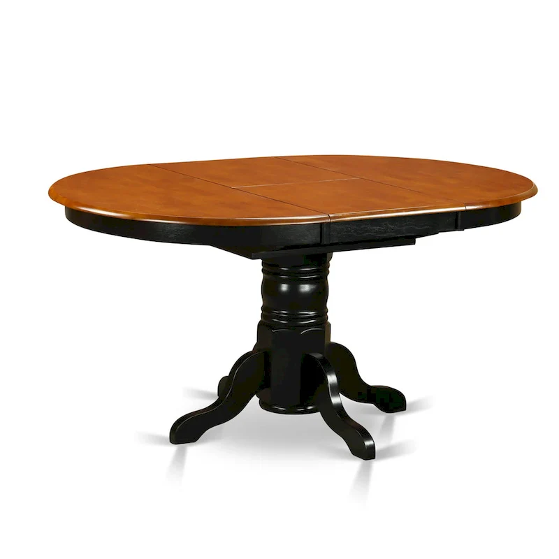 7-Piece Round Kitchen Dining Table Set with 6 Chairs - Black & Cherry