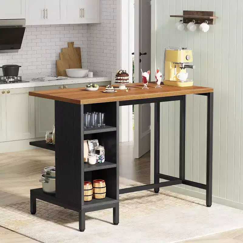 Tribesigns 43 Kitchen Island, Dining Island with 5 Open Shelves