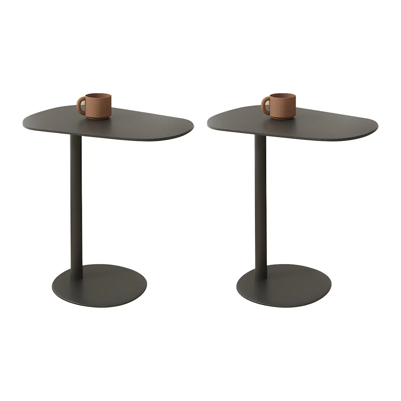 Modern Oval Metal C-Shaped End Table Black