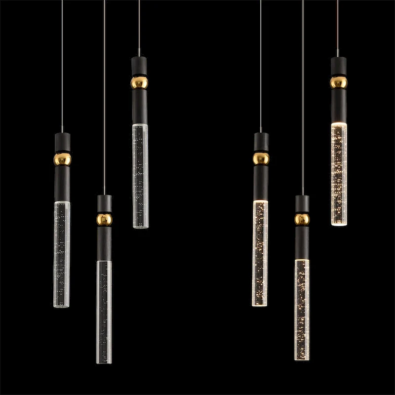 3-Light LED Crystal Pendant Light, Dimmable Ceiling Hanging Light Fixture