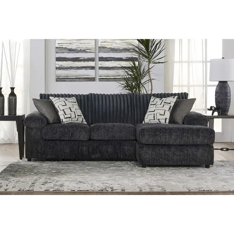 New Classic Furniture Luna Charcoal Grey Right Facing Sectional, Made in USA