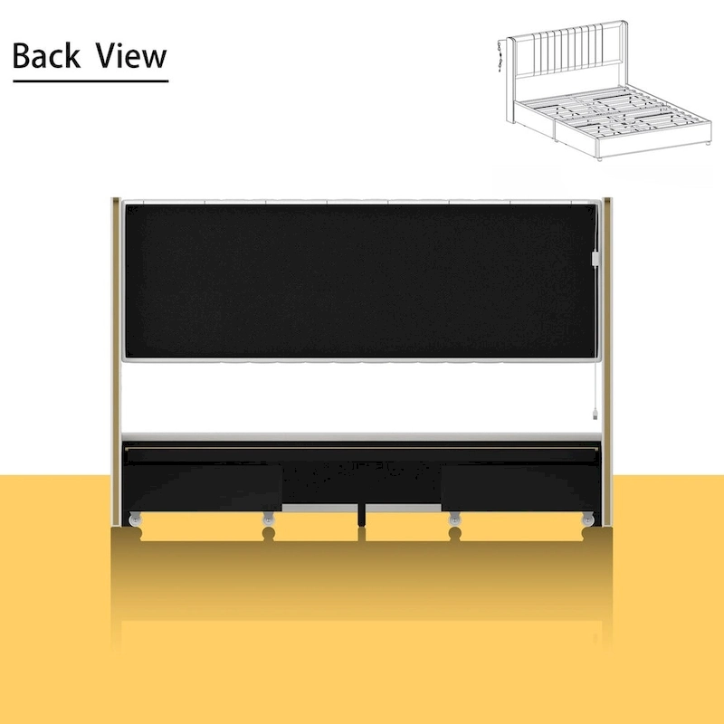 Modern Illuminated Bed Frame with Gold Trim - Chic Upholstered Design