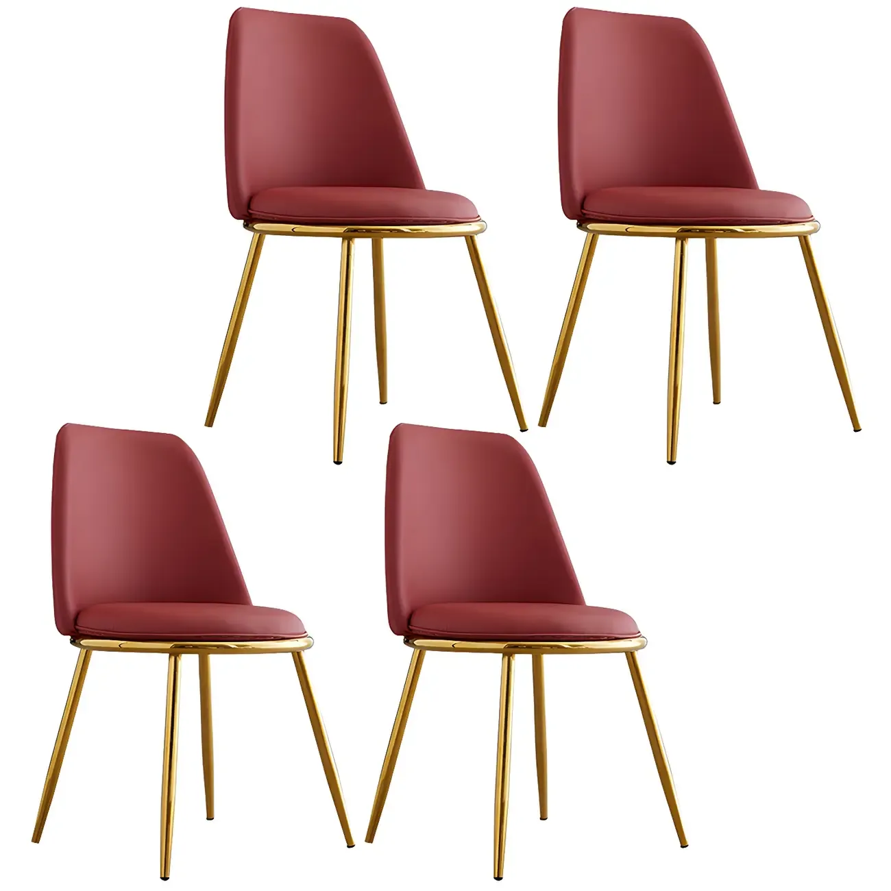 Glam Scandinavian Leather Armless Dining Chairs Metal Frame