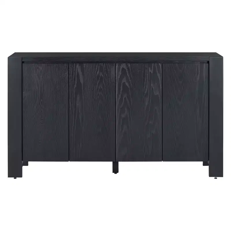 Hostack 4-Door Sideboard Cabinet with Adjustable Shelves for Dining Room and Kitchen, Black